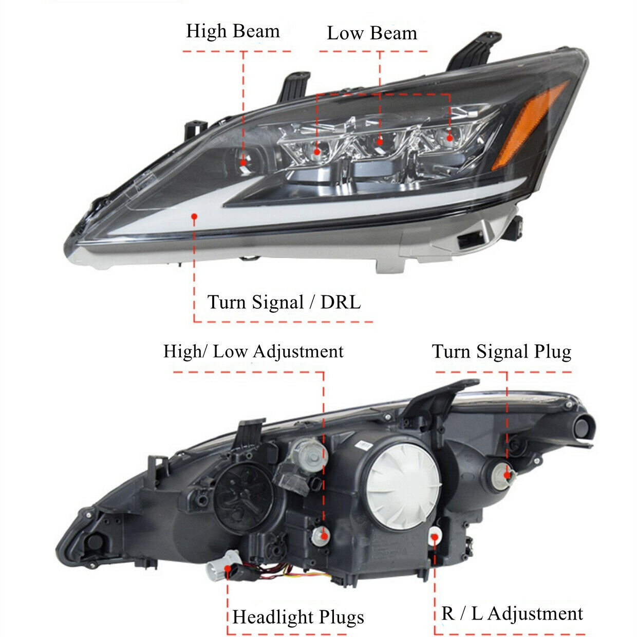 Triple Beam LED headlights for 2007 2008 2009 2010 2011 2012 LEXUS ES ES350 Car Headlight Replacement