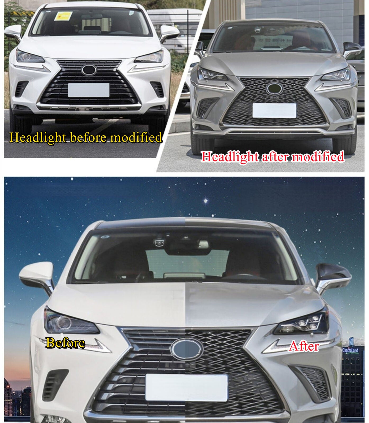 HeadlightS LED Triple Beam for 2015-2021 LEXUS NX300h NX300 NX200t Car Headlight Replacement