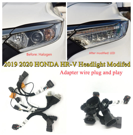 Headlights modified Adapter Wire Harness For 2019 2020 HONDA HR-V Halogen to led